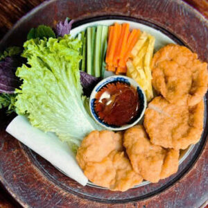 3.2. Chả Mực Hạ Long Chiên Giòn, Cuốn Bánh Tráng Sốt Chanh Dây
